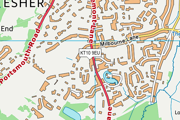 KT10 9EU map - OS VectorMap District (Ordnance Survey)