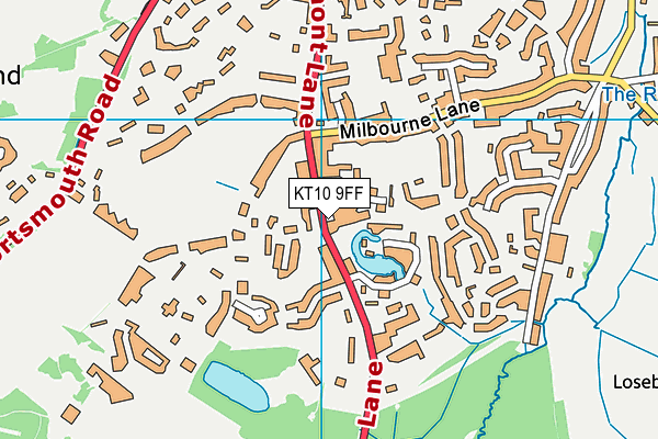 KT10 9FF map - OS VectorMap District (Ordnance Survey)