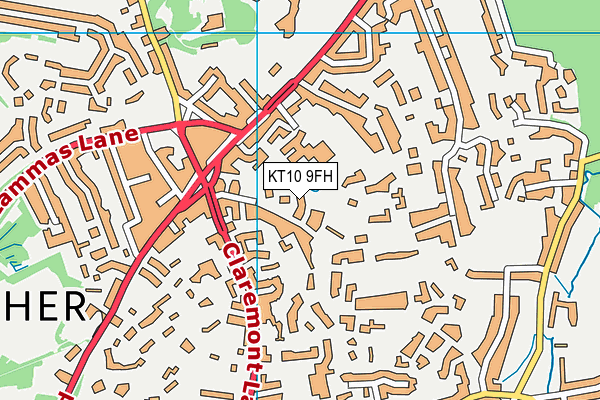 KT10 9FH map - OS VectorMap District (Ordnance Survey)