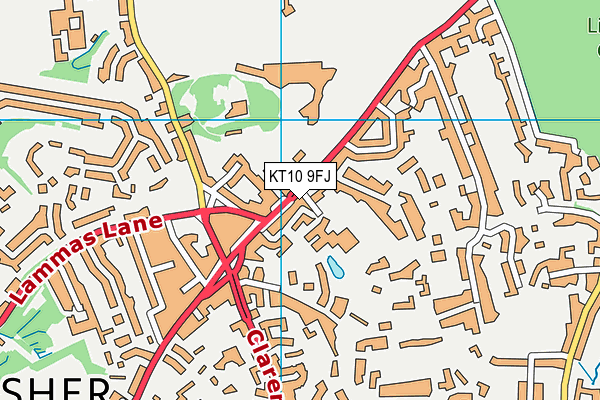 KT10 9FJ map - OS VectorMap District (Ordnance Survey)