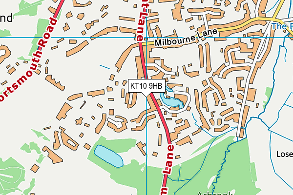 KT10 9HB map - OS VectorMap District (Ordnance Survey)