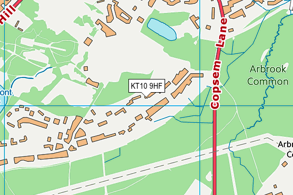 KT10 9HF map - OS VectorMap District (Ordnance Survey)