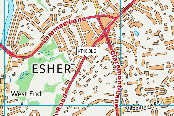 KT10 9LG map - OS VectorMap District (Ordnance Survey)
