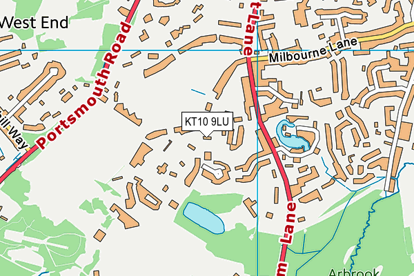 KT10 9LU map - OS VectorMap District (Ordnance Survey)