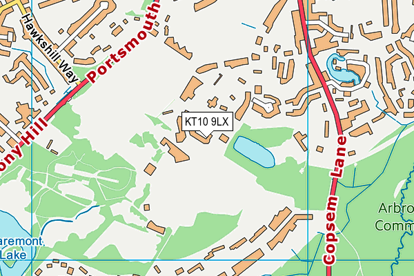 KT10 9LX map - OS VectorMap District (Ordnance Survey)