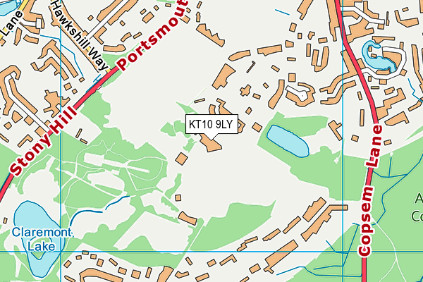 KT10 9LY map - OS VectorMap District (Ordnance Survey)