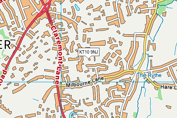 KT10 9NJ map - OS VectorMap District (Ordnance Survey)