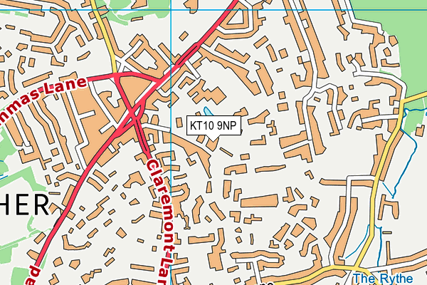 KT10 9NP map - OS VectorMap District (Ordnance Survey)