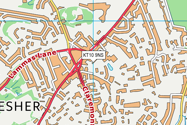 KT10 9NS map - OS VectorMap District (Ordnance Survey)