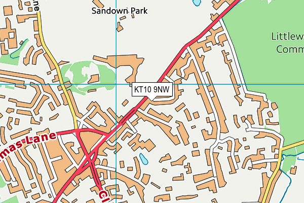 KT10 9NW map - OS VectorMap District (Ordnance Survey)