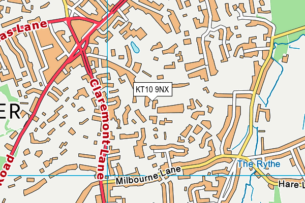 KT10 9NX map - OS VectorMap District (Ordnance Survey)