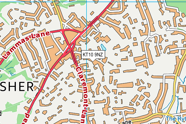 KT10 9NZ map - OS VectorMap District (Ordnance Survey)