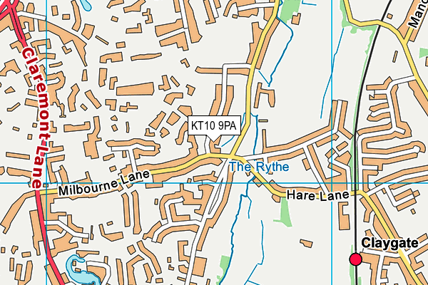 KT10 9PA map - OS VectorMap District (Ordnance Survey)