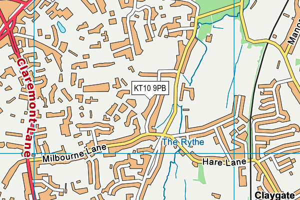 KT10 9PB map - OS VectorMap District (Ordnance Survey)