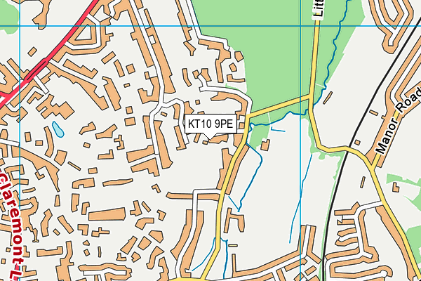 KT10 9PE map - OS VectorMap District (Ordnance Survey)