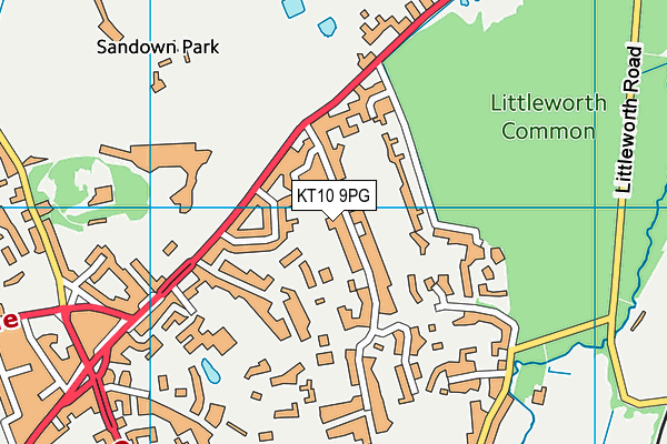 KT10 9PG map - OS VectorMap District (Ordnance Survey)