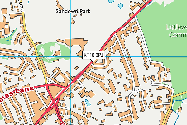 KT10 9PJ map - OS VectorMap District (Ordnance Survey)