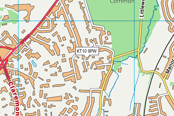 KT10 9PW map - OS VectorMap District (Ordnance Survey)