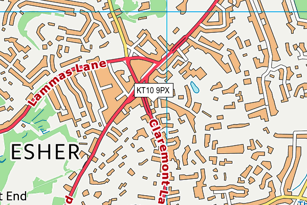 KT10 9PX map - OS VectorMap District (Ordnance Survey)