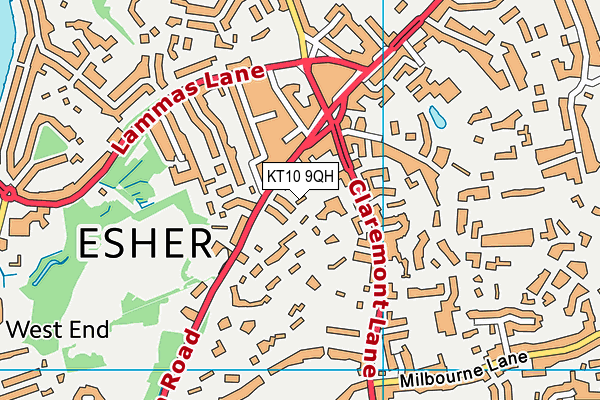 KT10 9QH map - OS VectorMap District (Ordnance Survey)