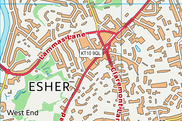 KT10 9QL map - OS VectorMap District (Ordnance Survey)