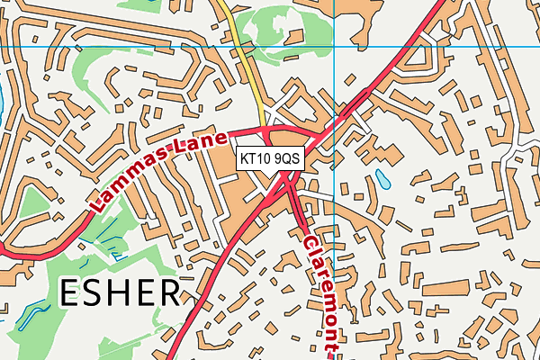KT10 9QS map - OS VectorMap District (Ordnance Survey)