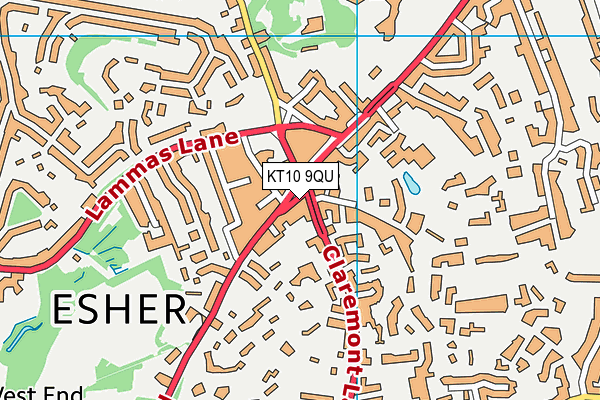 KT10 9QU map - OS VectorMap District (Ordnance Survey)