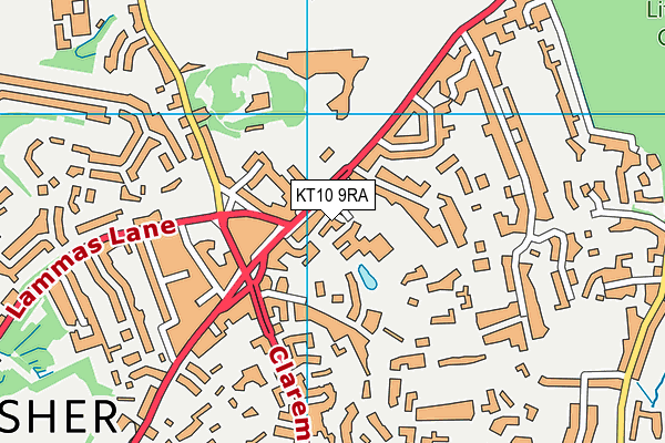 KT10 9RA map - OS VectorMap District (Ordnance Survey)