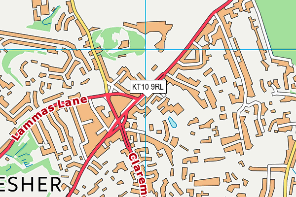 KT10 9RL map - OS VectorMap District (Ordnance Survey)