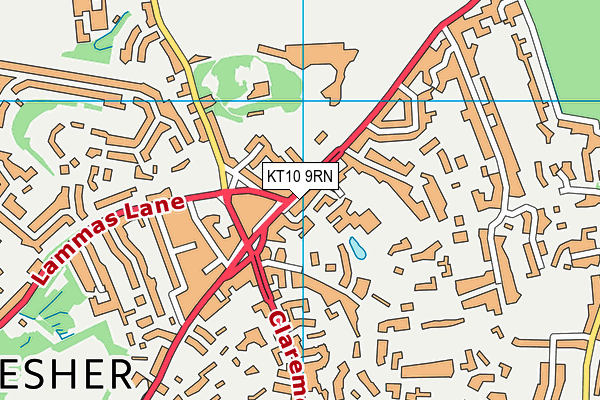 KT10 9RN map - OS VectorMap District (Ordnance Survey)