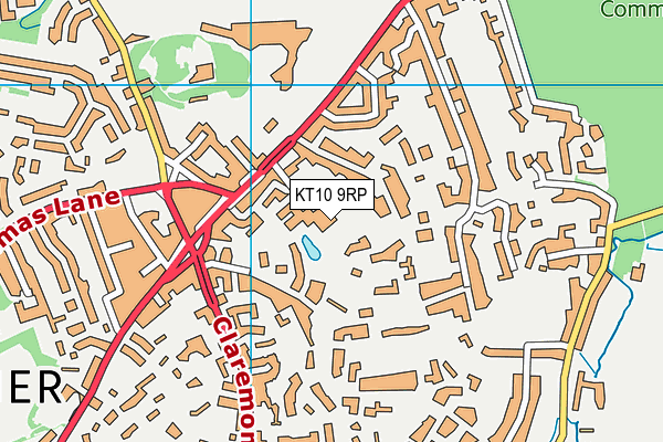 KT10 9RP map - OS VectorMap District (Ordnance Survey)