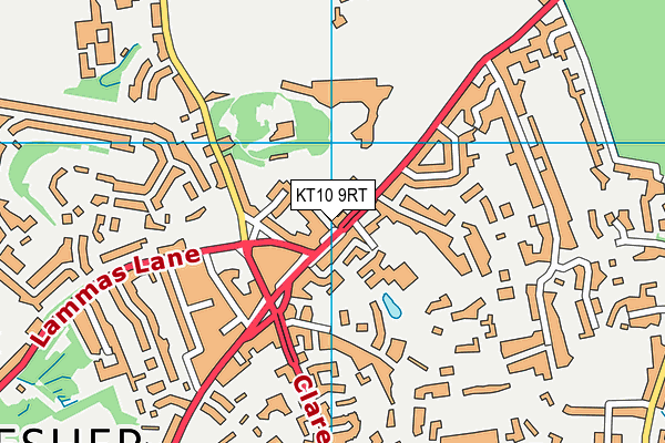 KT10 9RT map - OS VectorMap District (Ordnance Survey)