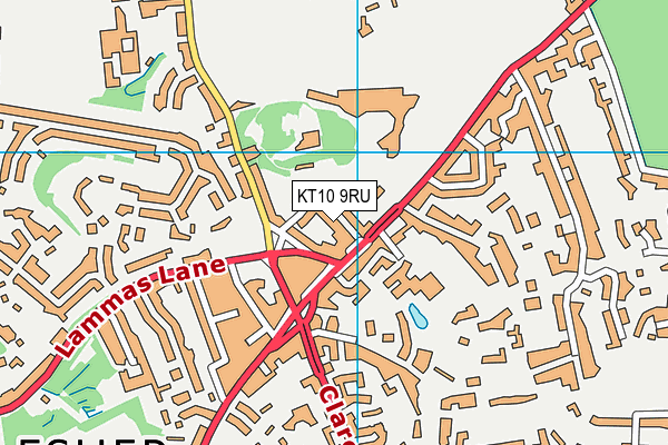 KT10 9RU map - OS VectorMap District (Ordnance Survey)