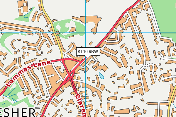 KT10 9RW map - OS VectorMap District (Ordnance Survey)