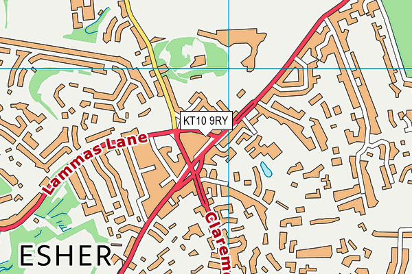 KT10 9RY map - OS VectorMap District (Ordnance Survey)