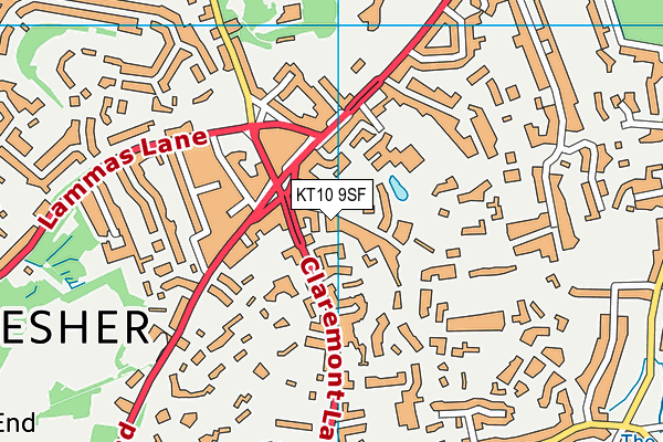 KT10 9SF map - OS VectorMap District (Ordnance Survey)