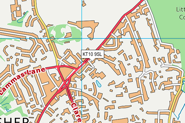 KT10 9SL map - OS VectorMap District (Ordnance Survey)