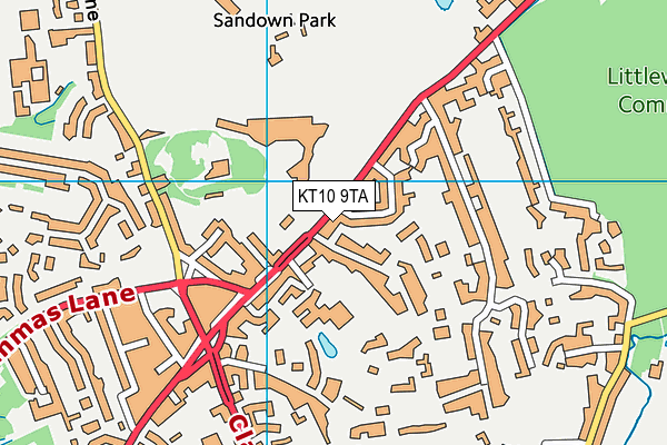 KT10 9TA map - OS VectorMap District (Ordnance Survey)