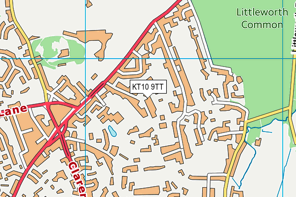 KT10 9TT map - OS VectorMap District (Ordnance Survey)