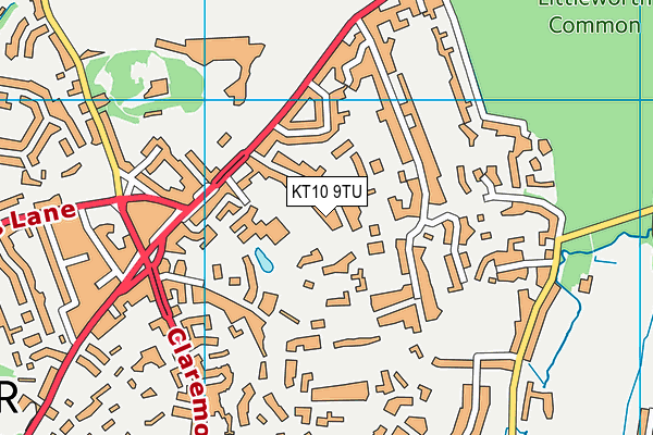 KT10 9TU map - OS VectorMap District (Ordnance Survey)