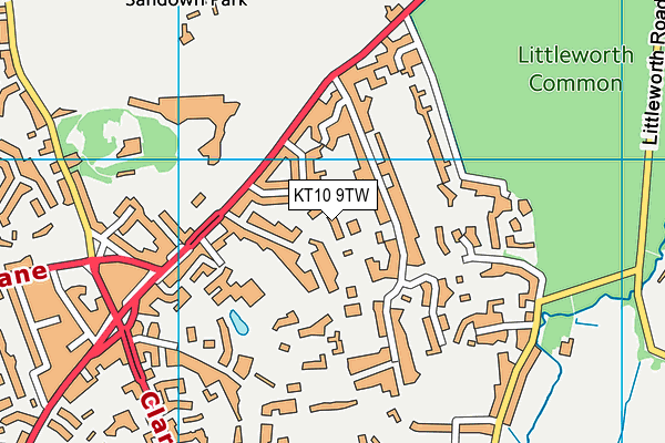 KT10 9TW map - OS VectorMap District (Ordnance Survey)