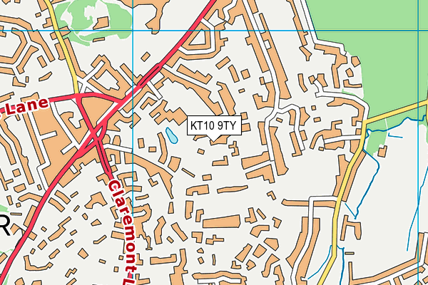 KT10 9TY map - OS VectorMap District (Ordnance Survey)