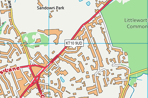 KT10 9UD map - OS VectorMap District (Ordnance Survey)