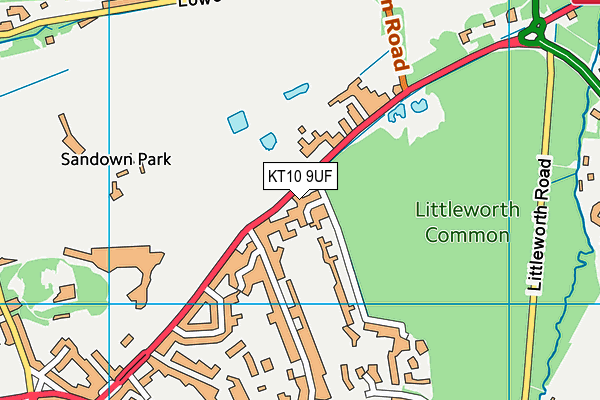 KT10 9UF map - OS VectorMap District (Ordnance Survey)