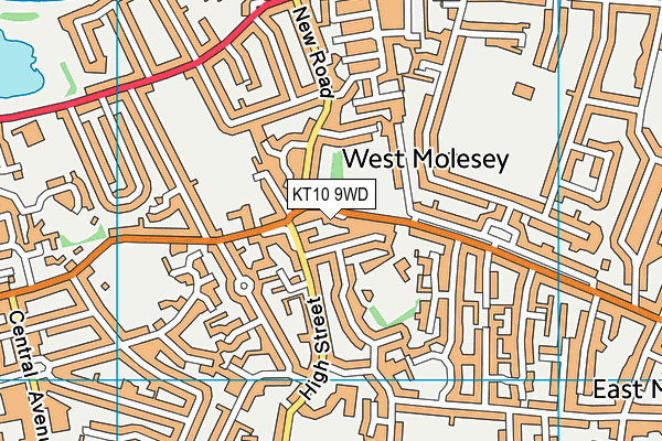 KT10 9WD map - OS VectorMap District (Ordnance Survey)