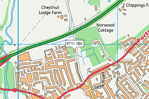 KT11 1BX map - OS VectorMap District (Ordnance Survey)