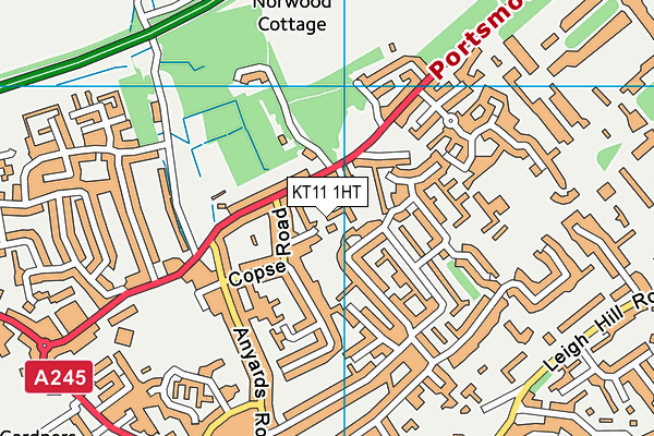 KT11 1HT map - OS VectorMap District (Ordnance Survey)