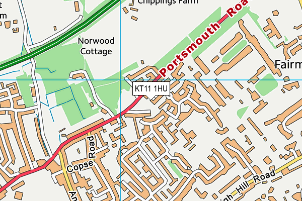 KT11 1HU map - OS VectorMap District (Ordnance Survey)