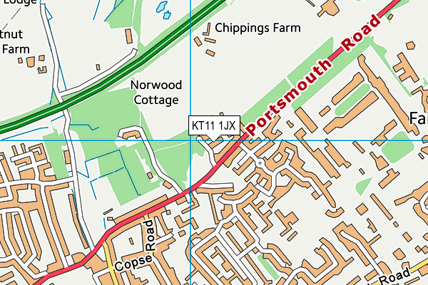 KT11 1JX map - OS VectorMap District (Ordnance Survey)