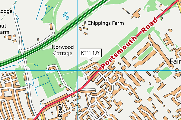 KT11 1JY map - OS VectorMap District (Ordnance Survey)